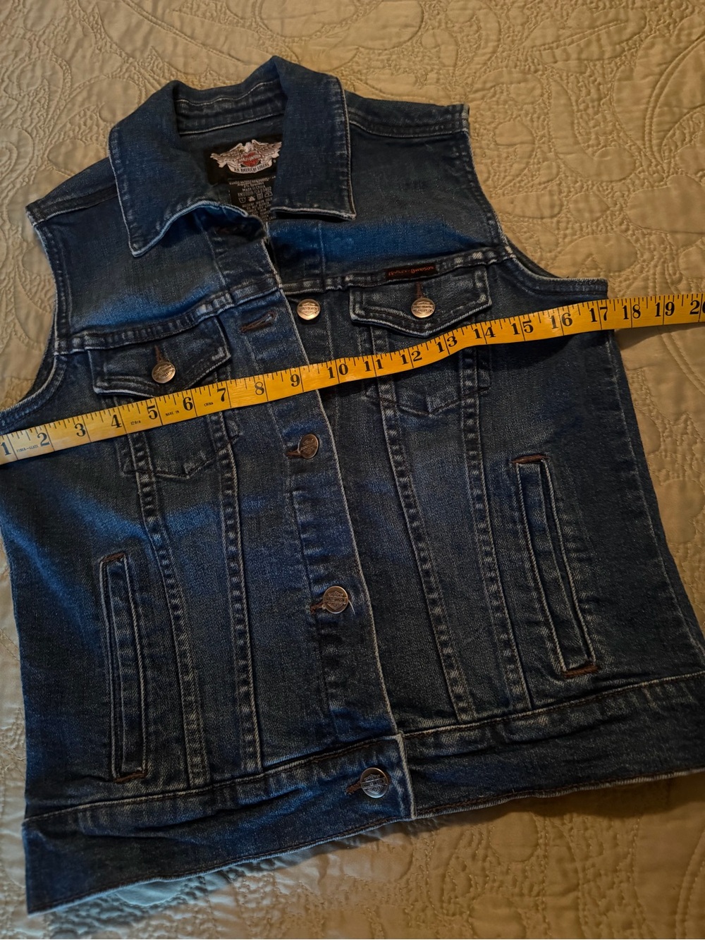 Harley-Davidson Denim Vest Moto Boho Y2K Biker Sturgis 2008 Embroidered Patch, M - Picture 14 of 16